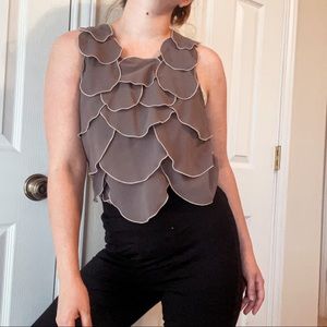 Layered Scallop Detail Blouse Perfect Neutral Closet Staple